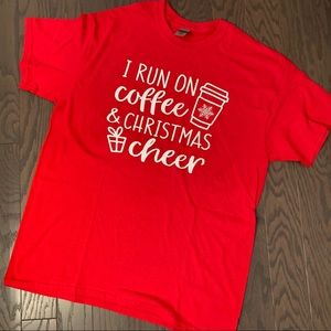 I run on Coffee and Christmas Cheer Vinyl shirt